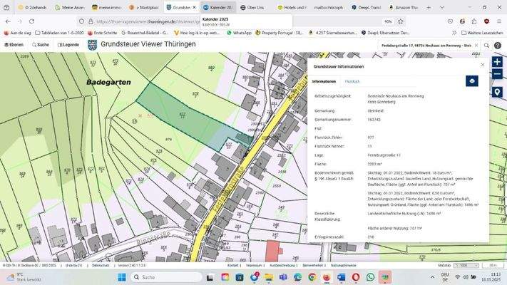 Liegenschaftskarte Steinheid Festeburgstr. 17