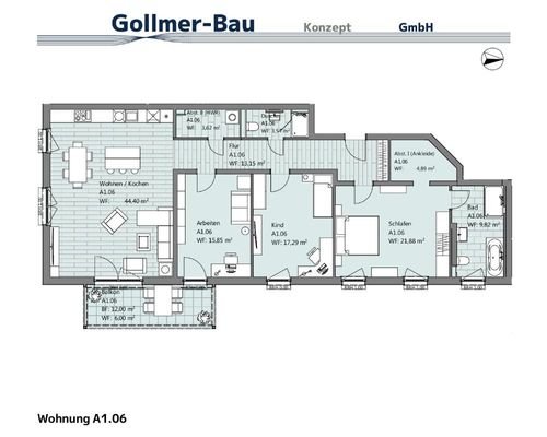Grundriss Wohnung A1.06
