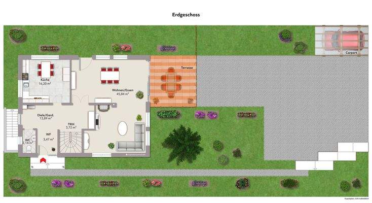 Erdgeschoss u. Grundstück