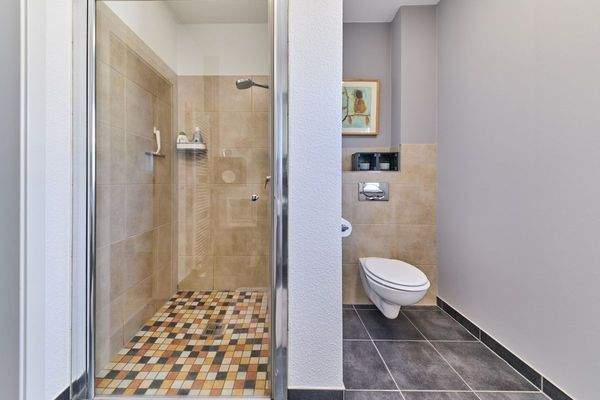 DG: Tageslichtbad mit bodentiefer Dusche