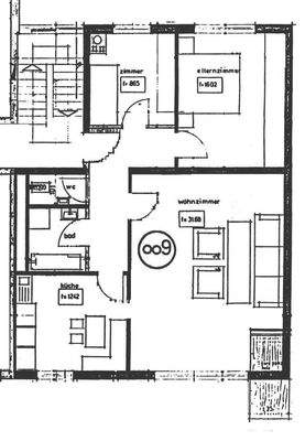 Wohnungsgrundriss mit Maßen