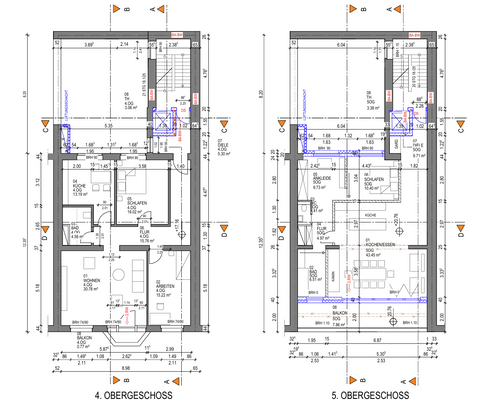 Grundriss 4. und 5. OG