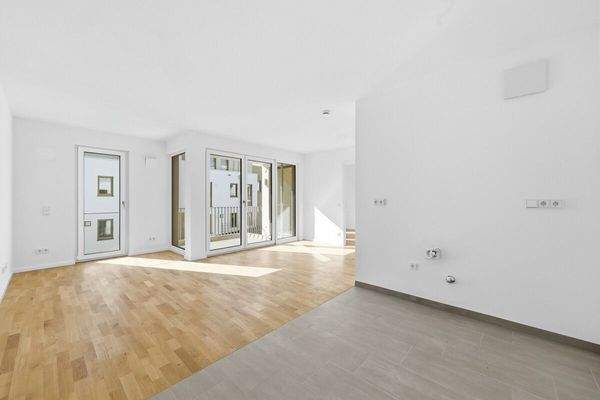 beispielhafter Wohn-, Koch- und Essbereich