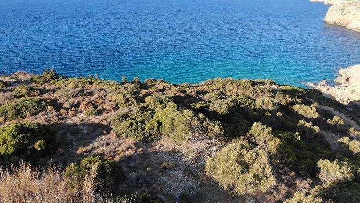 Kreta, Plaka: Erstklassiges Strandgrundstück mit Panoramablick zu verkaufen