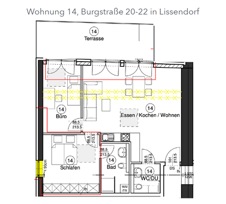 Wohnung 14_Grundriss, Burgstraße 20-22 Lissendorf.