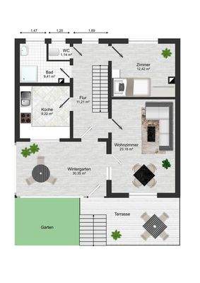 Grundriss EG Hauptwohnung