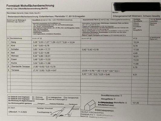 Wohnflächenberechnung