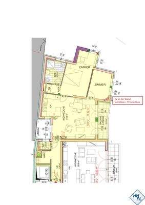 Wohnungsplan ursprünglich 3-Zimmer