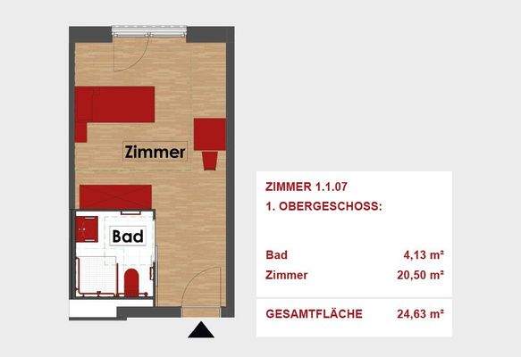 Grundriss Einzelzimmer