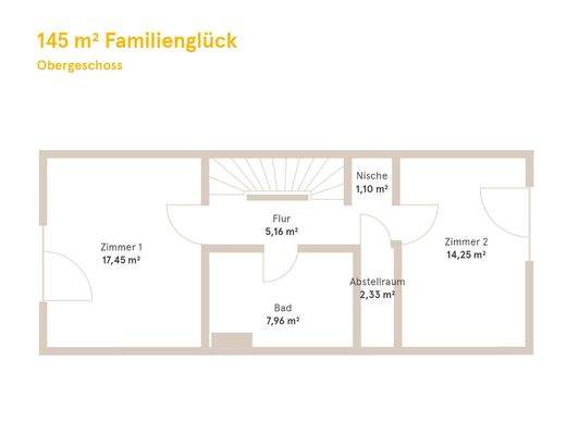 011_Grundriss Obergeschoss 145 m_ Familienglück