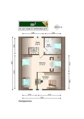 DG-Grundriss bemaßt - Nebenhaus
