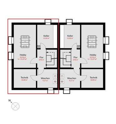 Grundriss UG l markiert