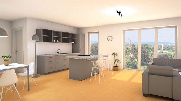 Visualisierung Küche / Wohnzimmer