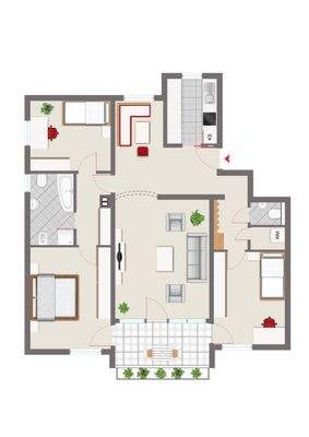 Penthousgrundriss nicht maßstäblich