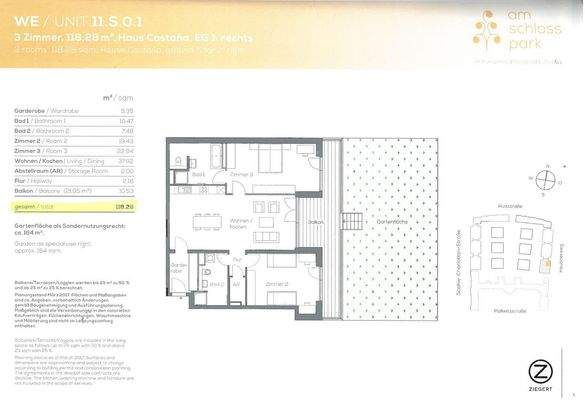 Grundrissplan Gartenwohnung