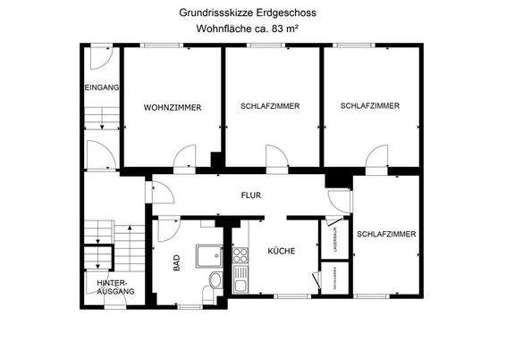 Grundrissskizze Erdgeschoss unbemaßt
