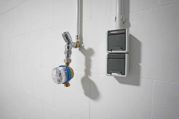 Wasseruhr und Stromanschluss im WM-Raum - UG