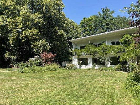 Blick zum Haus und zur Terrasse