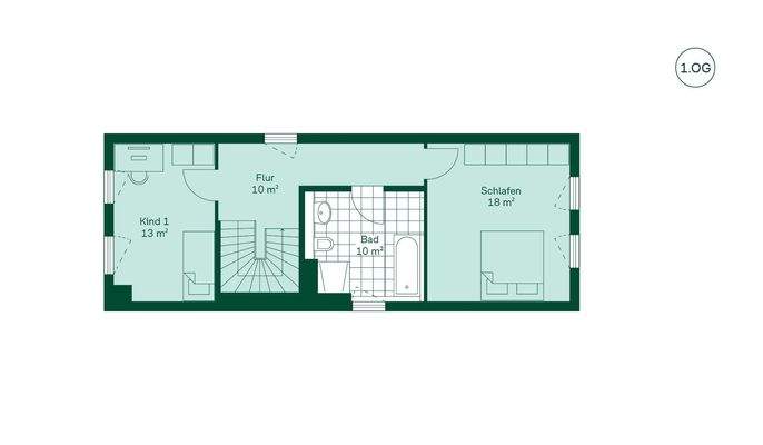 Komfortabel geschnittenes Obergeschoss