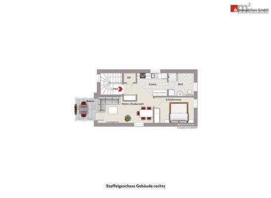 Staffelgeschoss Gebäude rechts 