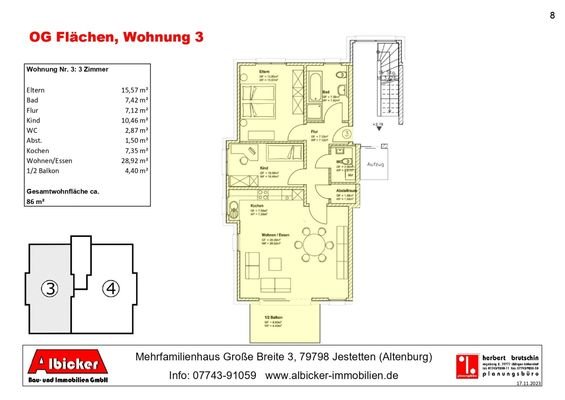 OG Grundriss: Whg. Nr. 3