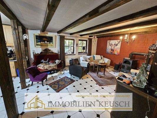 Wohnzimmer mit Kamin - Stall