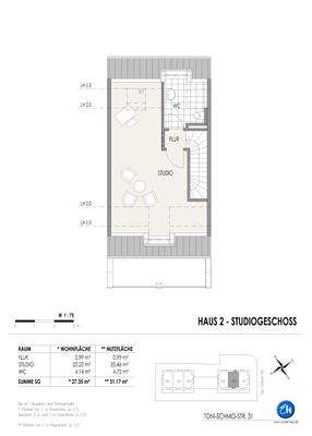 Grundriß Haus2 - Dachgeschoß / Studio