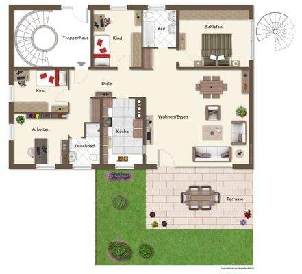 Grundriss EG möbliert