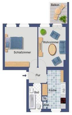 Grundriss WE078 gestaltet