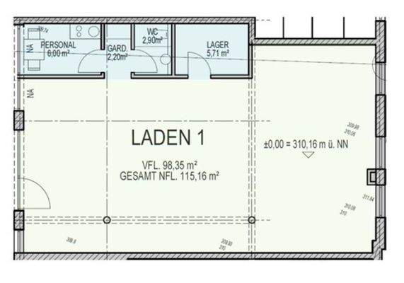 Grundriss Gewerbeeinheit 1