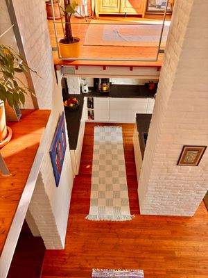 Blick von oben in die Küche