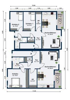 Grundriss Optionen DG