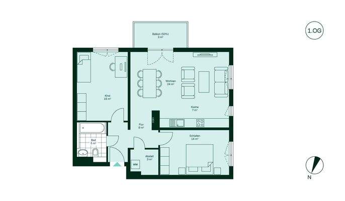 Komfortabler Grundriss