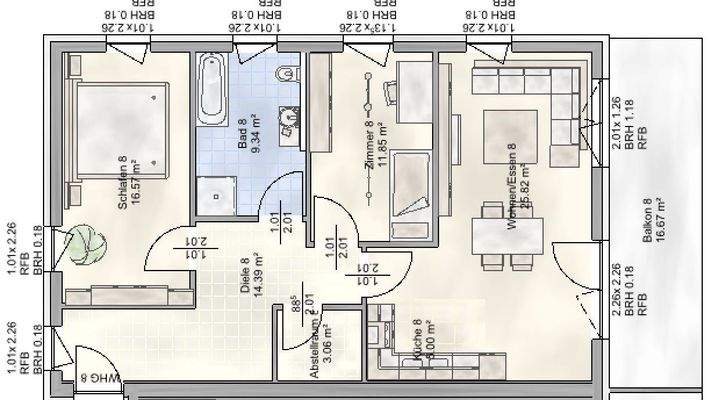 Grundriss Wohnung 8-1