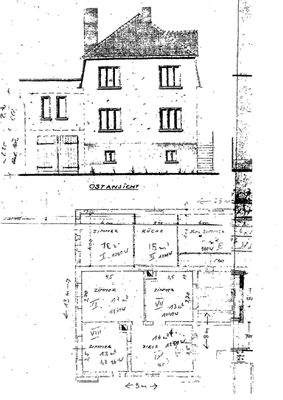 Wohnhaus Grundriss + Ostansicht