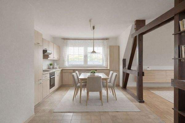 OG Küche mit offenem Wohnbereich OG Fotomontage