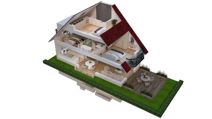 Erdgeschoss, Obergeschoss, Spitzboden 3D AP6