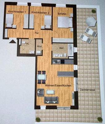 Grundriss mit Dachterrasse