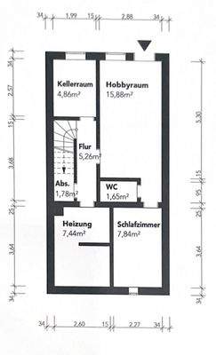 Grundriss Keller & umgebaute Garage