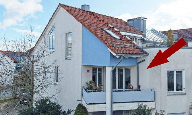 Hausansicht mit Pfeil