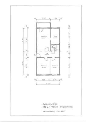Grundriss Jenaer Straße 67 4.OG rechts 3-RWE - vermaßt