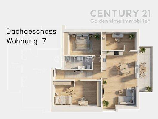 Unverbindliche Visualisierung Grundriss EG Wohnung 7