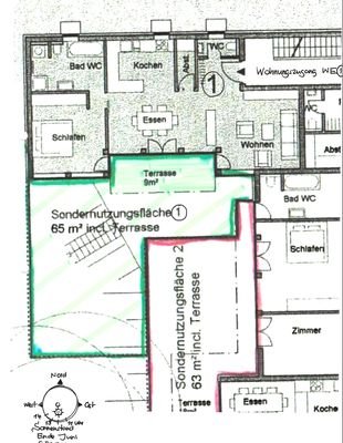 Grundriss zur Wohnung mit Terrasse 