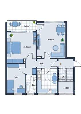 Grundriss Wohnung 1. OG links