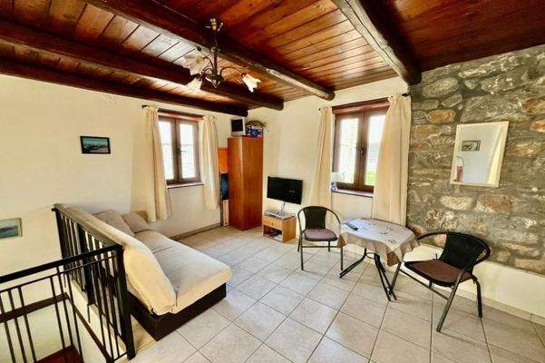 Kreta, Nofalias: Schönes, freistehendes Steinhaus mit 2 Schlafzimmern, Garten und Meerblick von der Terrasse