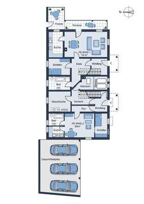 Grundriss EG mit zwei Ferienwohnungen
