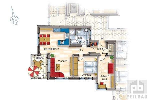 Grundrissplan W4 im 1. Obergeschoss