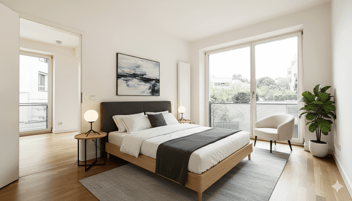 Schlafzimmer mit Balkon