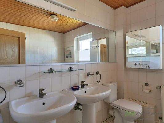 Doppelwaschbecken und WC