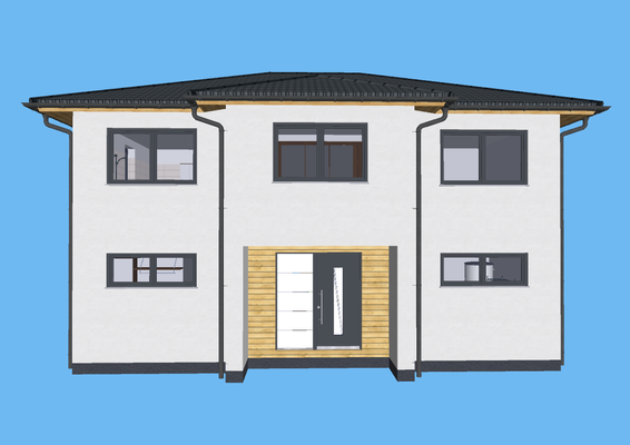 einer harmonisch anmutenden Hauseingangseite